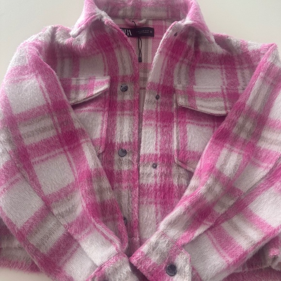 Zara cropped jacket /flannel button down - Picture 1 of 3